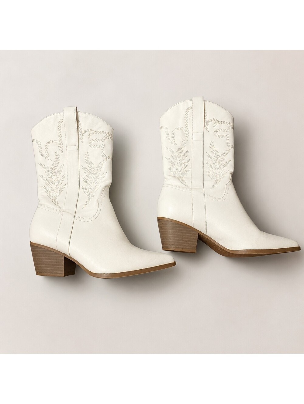 SEPHIRA Oasis Society Embroidered White Leather Cowboy Boot